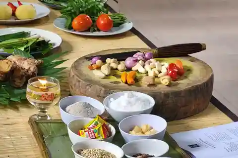 Cours de cuisine balinaise / faire des achats au marché, cuisiner, manger