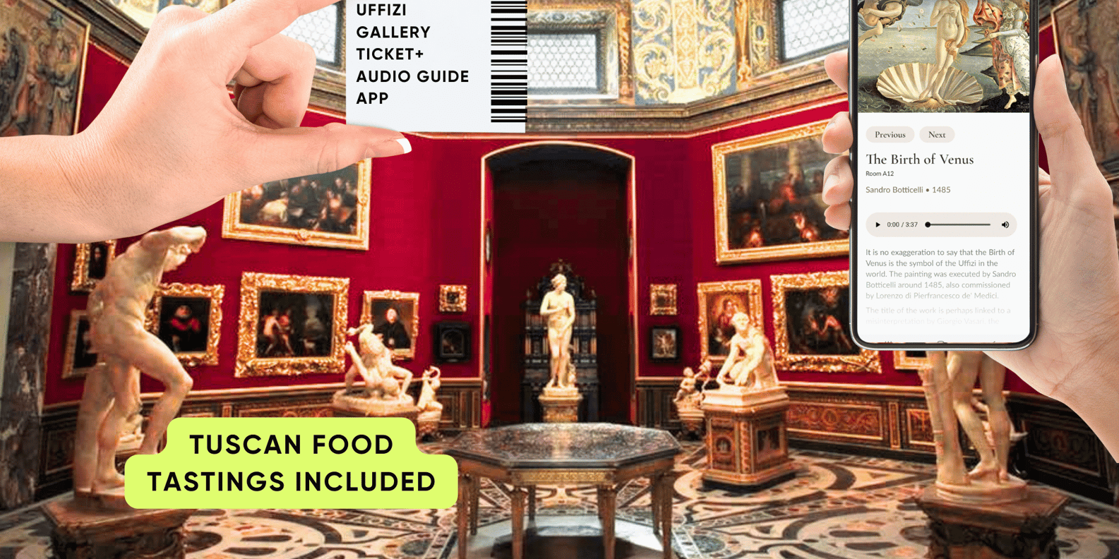 フィレンツェウフィッツィ優先チケット＆名画オーディオアプリ