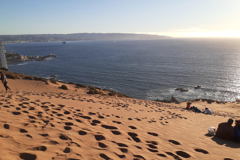 Sandboarding i zachód słońca na wydmach ConconZachód słońca na wydmach Concon