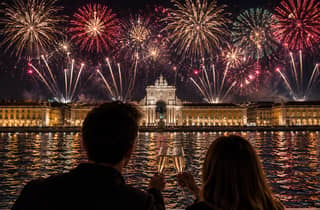 Lissabon: Silvester-Bootsfahrt mit DJ und Feuerwerksshow