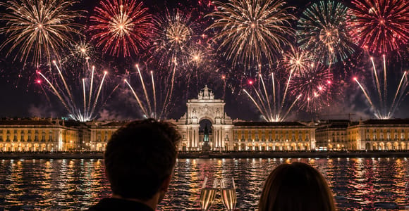 Lisbon: New Year&#39;s Cruise with DJ and Fireworks Show