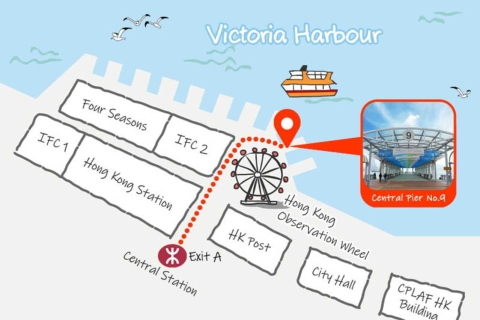 Victoria Harbour por la noche o crucero Sinfonía de lucesCrucero nocturno desde Central