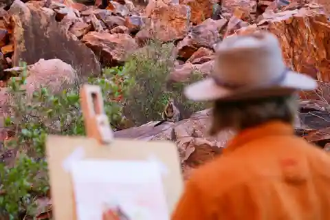 Alice Springs: aula de pintura em aquarela Simpsons Gap Sunset