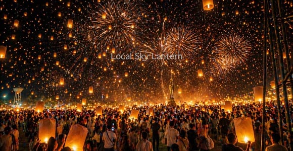 Chiangmai:Release sky lanterns into the sky full of wishes