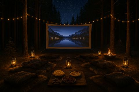 Tromsø: Arctic Forest Evening with Outdoor Cinema & Snacks