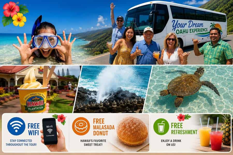 Oahu: Inselrundfahrt-Tagestour | Strandstopp & kostenloses WLAN. Foto: GetYourGuide Oahu: Inselrundfahrt-Tagestour | Strandstopp & kostenloses WLAN. Foto: GetYourGuide