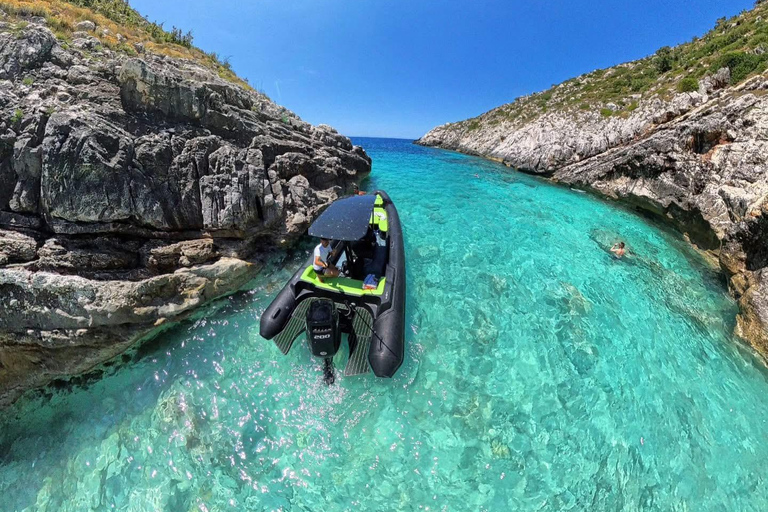 Tirana/Golem: Sazan Island, Ali Cave & Beach by Speedboat Pick up From Tirana