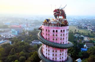 Ab Bangkok: Lokaler schwimmender Markt und Zugmarkt, Drachentempel