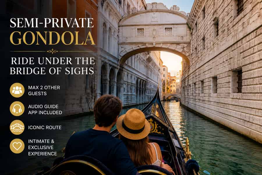 Venedig: Halbprivate Gondelfahrt unter der Seufzerbrücke. Foto: GetYourGuide Venedig: Halbprivate Gondelfahrt unter der Seufzerbrücke. Foto: GetYourGuide