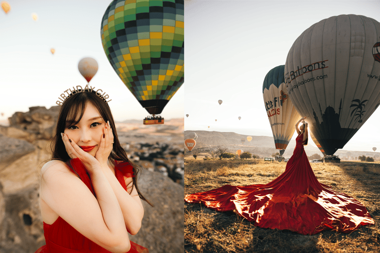 Cappadoce : Séance de photos au lever du soleil avec des robes volantes