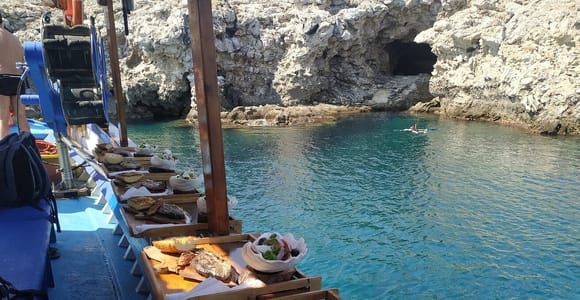 Rhodes Town: Fishing Boat Trip with Fish Meal and Swim Stops