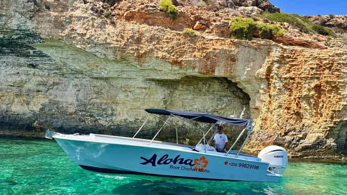 Mellieha: Barco Particular na Lagoa Azul e Crystal Lagoon com Snorkel