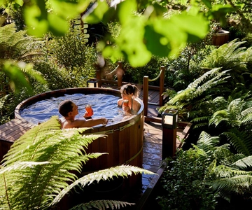 Auckland : Excursion d'une journée à Rotorua avec promenade dans les arbres de Redwoods et bains à remous
