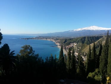 From Cefalù: Etna & Taormina guided tour full day