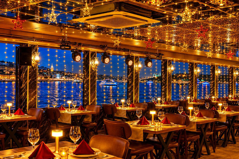 Istanbul: New Year's Eve Bosphorus Cruise w/ Dinner Option VIP Dinner Menu, Alcoholic Drinks, and Hotel Transfer