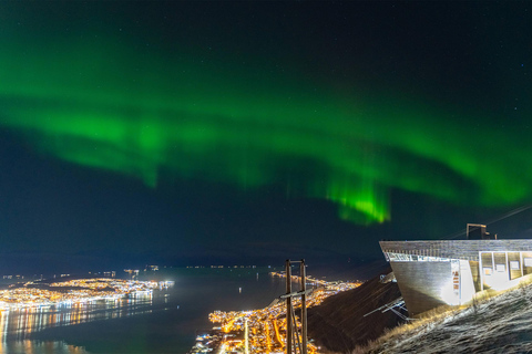 Desde Tromsø: Excursión nocturna con raquetas de nieve y teleférico de FjellheisenDesde Tromsø: Excursión nocturna con raquetas de nieve en Fjellheisen con merienda