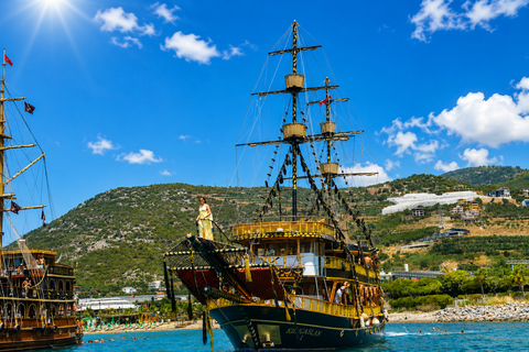 Alanya: Pirate Boat Cruise with Lunch and Swimming Stops Pirate Boat Trip with Hotel Transfer