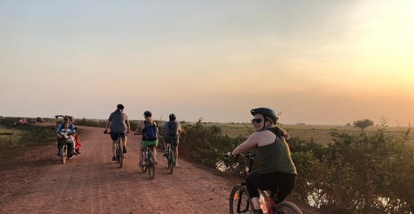 Siem Reap Half Day By Bicycle Sunset On The Bank Of Lake