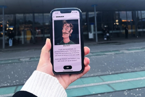 Tallinn: Sherlock Holmes Smartphone App StadtspielSpiel auf Niederländisch