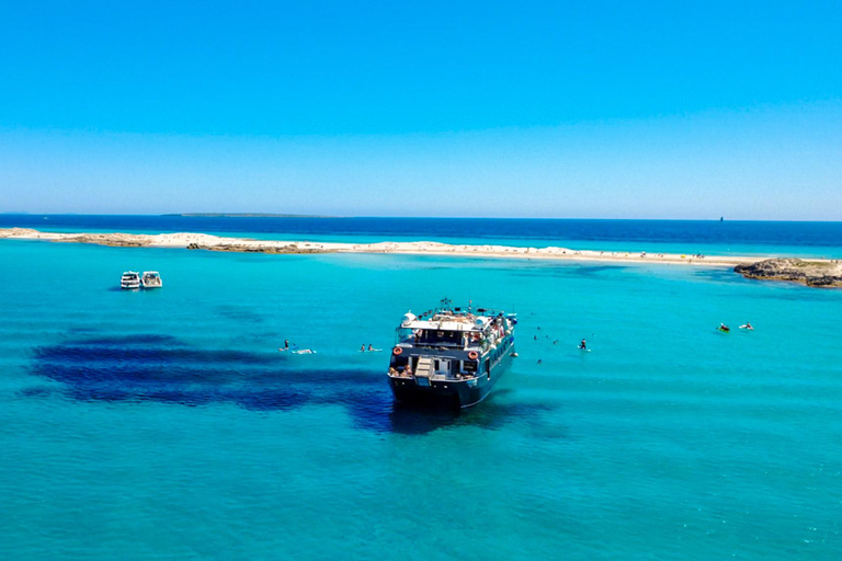 Ibiza: Formentera Boat with Open Bar, 3 meals & Sunset Party ADVANCE: Standard selection of food & open bar option
