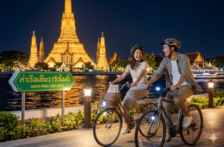 Bangkok: Sonnenuntergang, nächtliche Radtour, Fähre und Streetfood
