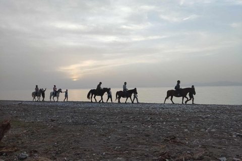 Rhodos: Paardrijtocht met digitale foto'sStrand Zonsondergang Paardrijtocht