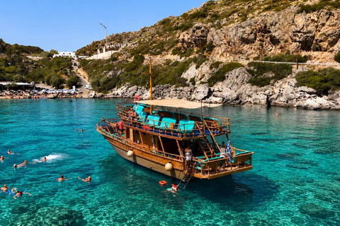 Rhodes: Daily All-Inclusive Wooden Boat Cruise 6h-BBQ-Swim