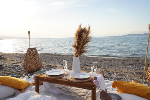 Romantic picnic in Corinth by the sea