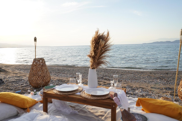 Romantic picnic in Corinth by the sea