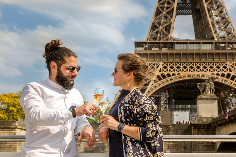 Paris: Champagne Tasting Cruise Departure from Eiffel Tower Paris: Evening Seine River Cruise with 3 Wine Tastings