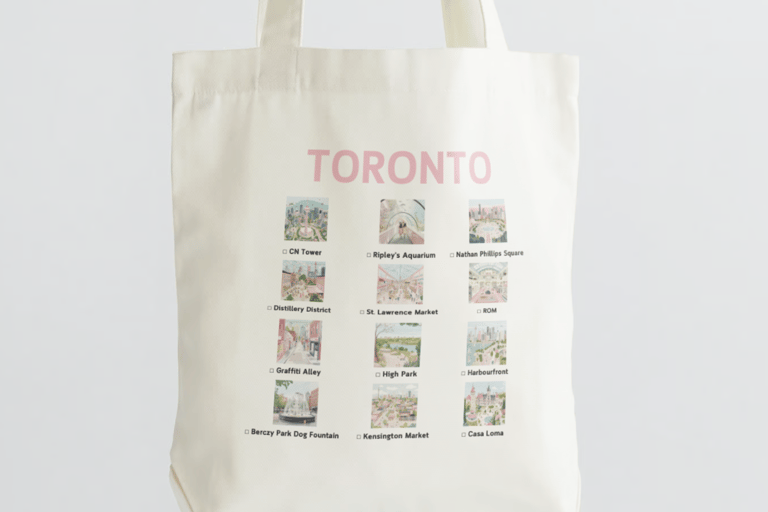 Toronto: Die Checkliste Tote Bag TourSchwarz &amp; Weiß Design Tragetasche