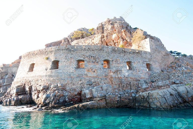Elounda: Spinalonga Guided Boat Tour with BBQ and Swimming