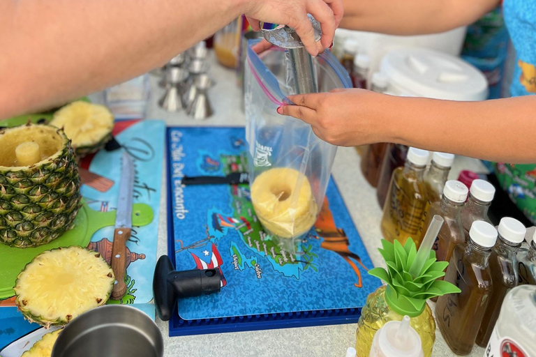 Make Piña Colada in a private rooftop in "La Perla"