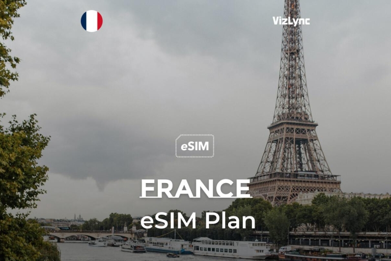 Plan eSIM France avec appels illimités vers l'UEFrance e SIM avec 30 GB Data avec 14 jours de validité
