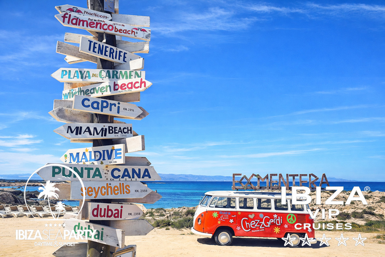 Ibiza: Formentera VIP Boat Paella, BBQ, OpenBar, DJ & Sunset BASIC TICKET with 5h Open Bar & Breakfast