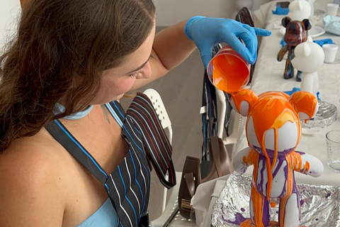 Alicante: Fluid Painting Workshop – Create Your Own Art Create a Bear Set - 23 cm Bear + Mini Bear Key Ring