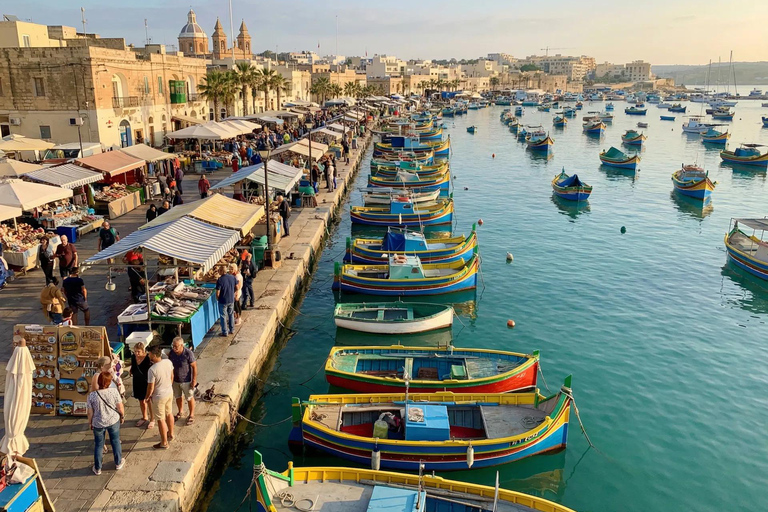 From Sliema: Marsaxlokk Market, St Peter’s Pool & Boat Tour