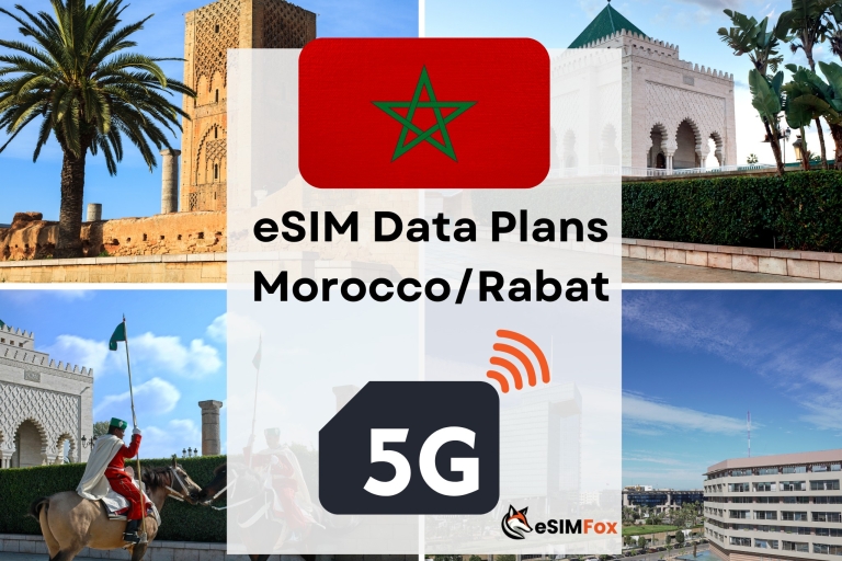 Rabat: Plan de datos de Internet eSIM para Marruecos 4G/5G de alta velocidadeSIM Marruecos 5GB 15Días