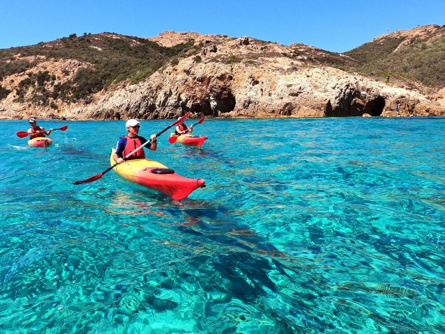 Visit Chia Kayaking the Wild Side and Snorkeling in Secret Beach in Cagliari, Sardinia, Italy