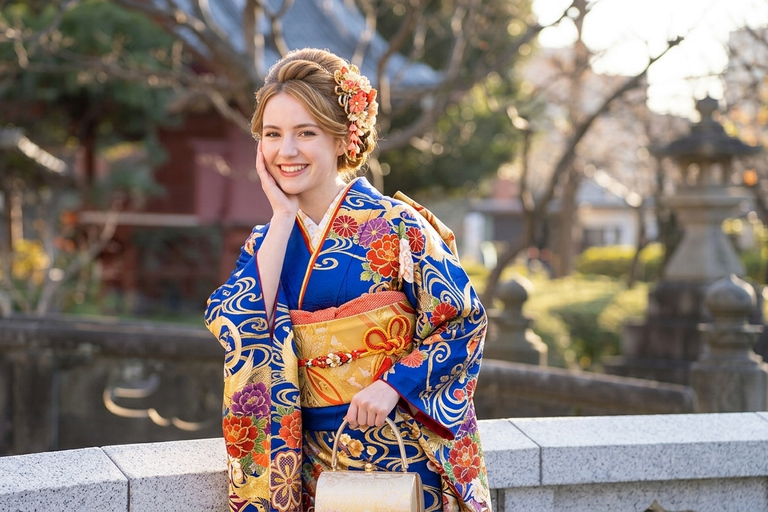 Tokyo: Asakusa Kimono Rental with Hairstyling & Photoshoot Female Basic Packages