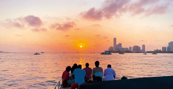 Magic Sunset in the Cartagena Bay with a Boat Party