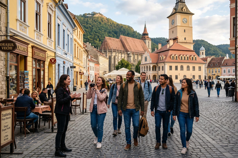 From Bucharest: Peles Castle, Bran Castle & Brasov Day Tour MINIVAN Tour with Entrance tickets included to Peles & Bran