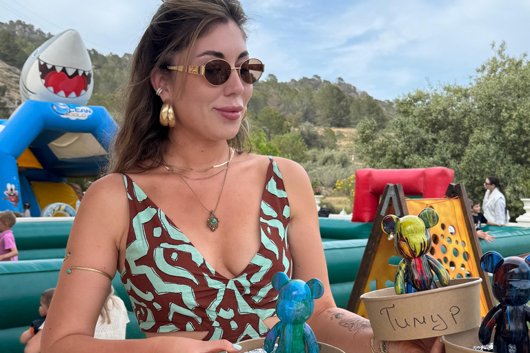 Alicante: Fluid Painting Workshop – Create Your Own Art Create a Bear Set - 23 cm Bear + Mini Bear Key Ring