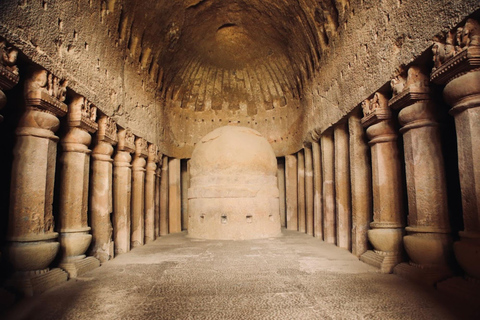 Mumbai : Grottes de Kanheri et temple de la pagode d&#039;orCircuit des grottes de Kanheri sans lieu de rendez-vous