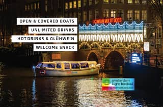 Amsterdam: Grachtenfahrt zum Lichterfest mit Snack und Heißgetränk