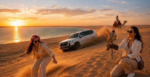 Doha: Inland Sea Desert Safari, Camel Ride & Sandboarding
