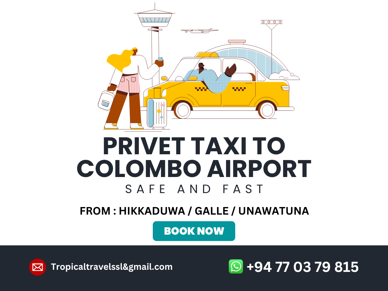 Privates Taxi zum Flughafen Colombo von Unawatuna Hikkaduwa Gal