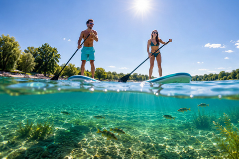 Kulkwitzer See Leipzig: Stand-Up Paddleboard Experience & Board Rental at the Aquapark Kulkwitzer See, Leipzig: 1-Hour SUP Experience & Board Rental at the Aquapark