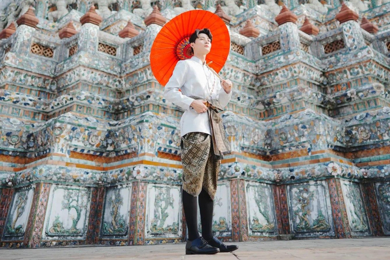 Thai Costume Photoshoot Wat Arun/Wat Pho Option & Boat Trip 1Day ThaiCostume+2hr photographer Wat Arun+Wat Pho+Boat Trip