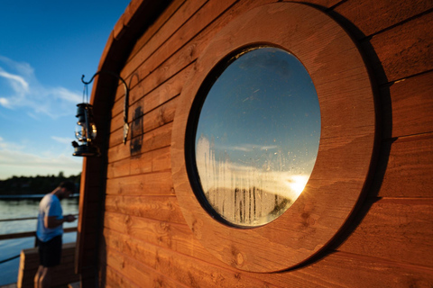 Rovaniemi: Half-Day or Evening on a Floating Sauna, Swimming, and BBQ Rovaniemi: Half-day or evening on a floating sauna, swimming and BBQ
